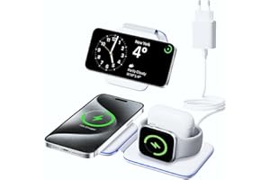 Cargador inalámbrico para iPhone 15/14/13/12 Serie, Cargador Apple Watch 9/Ultra/8/7/6/SE/5/4/3/2 casa Viaje Oficina Carga in