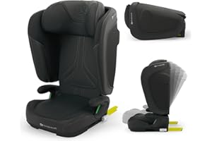 Kinderkraft UNITY 2 i-Size, Silla de coche plegable 100–150 cm, De 3,5 a 12 años aproximadamente, Reposacabezas ajustable, Tapizado con sistema AIR FLOW, Ajuste del respaldo en 5 posiciones, Negro