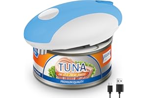 CEVING Blue Rechargeable Electric Can Opener – One-Touch Automatic Operation, Magnetic Lid Holder & Smooth Edge Cutting, Cordless & Easy to Use for Seniors, Works with All Standard Cans