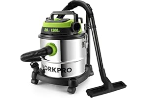 WORKPRO 1200W 20L Wet and Dry Vacuum Cleaner with HEPA, 3-in-1 Blower Function, Powerful Industrial Dust Extractor with Stainless Steel Tank for Indoor & Outdoor Cleaning