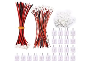 HUAZIZ 50 Paia 2.0 mm JST 2 Pin Micro Elettrico Spina Connettore Maschio e Femmina con 100mm Filo