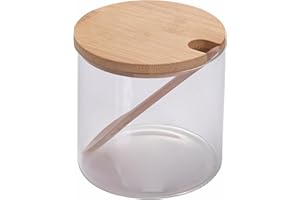 Villa d'Este Home Tivoli Zuccheriera 500 ml in vetro borosilicato, coperchio e cucchiaino in bambù, Glass