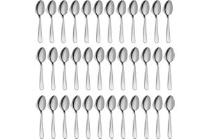 PLEAFIND Teaspoons Set of 36, 6 inch Stainless Steel Tea Spoons, Food Grade Cutlery Spoons Set for Tea, Coffee, Use for Home, Kitchen, Restaurant, Dishwasher Safe
