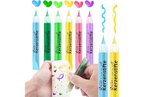 ALLAVA Lot de 6 stylos à bougie, kit de peinture, bâtons de cire de 10 ml pour fabrication de bougies de baptême, couleurs variées, idéal pour décorer et créer