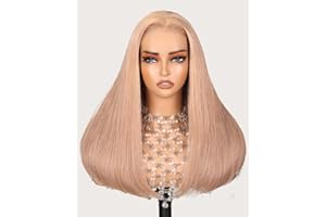 MEGALOOK Salon-Quality Wear and Go Glueless Peluca Pelucas Muje 5x6 Pre Cut Lace Frontal Wig 220% Density 12A Silky Straight Wig Upgraded Plucked Bleached Knots Light Brown Blonde Wig 18 Inch