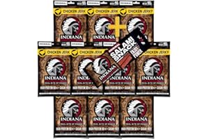 ‎INDIANA JERKY INDIANA BEEF JERKY Trockenfleisch, High Protein, ohne Zuckerzusatz + Salami Snack 18g (10 x 90g, Chicken Jerky)