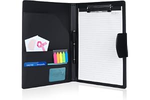 Agoer Läder klämma bräda mapp DIN-A4, dokumentficka klämbräda skrivmapp med magnetisk stängning med papper och penna