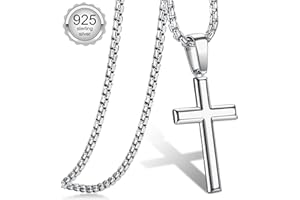 Diamday 925 Sterling Silber Kreuz Anhänger Halskette für Herren Männer Kreuz Kette Anhänger mit Rolo Kette Halskette für Männer Frauen 41-76CM
