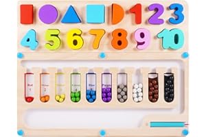 Wootoyz Montessori Spielzeug ab 3 4 5 Jahre Magnetspiel Labyrinth Geschenk für Mädchen Junge Kind 2-5 Jahre Spielzeug Mädchen Junge Kinder Holzspielzeug Zahlen und Farben Lernspiele Motorikspielzeug