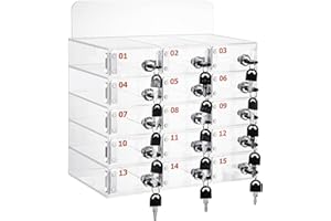 LVRUIEDS Almacenamiento Para Teléfono Móvil, Con 12/15/20/25/30/40 Ranuras, Casillero Transparente Para Teléfono Móvil Con Cerradura, Gabinete De Almacenamiento Para Teléfono Móvil De Escritorio(15 Sl