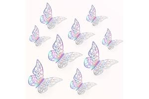 Realjoy 36Pcs 3D Butterfly Wall Sticker 3 Sizes Butterfly Wall Decals Butterflies Stickers for Walls Bedroom Party Wedding Decors(Colorful), Multicolor