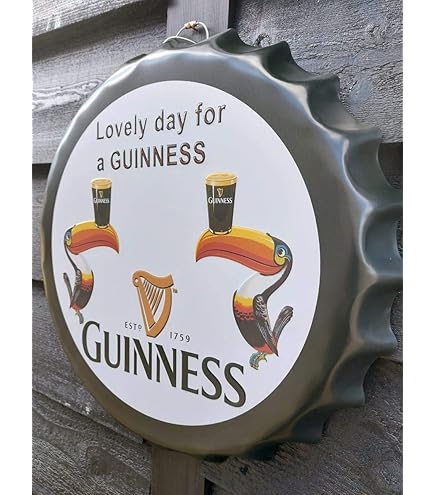 Plaque Métal Vintage Guinness Toucan & Homme | Planète Vintage