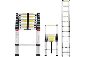 AUTOBABA DIY Multi-Purpose Aluminium Telescopic Ladder Extension Extend - Portable Foldable Ladder 3.2M Telescopic Ladder for Home Office Outdoor