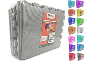 MATVIZE Eva Foam Baby Play Mat – 12Pcs (29x29cm) 8mm Thick Soft Baby Grey Interlocking Floor Tiles, Waterproof, Non-Slip, Safe & Comfortable Matting for Kids, Child’s play (Light Grey, 12 Pack)