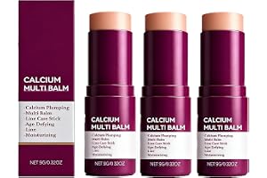 Calcium Multi Balm-pinne, anti-rynkbalsam med kalcium, fuktgivande ansiktspenna mot rynkor och rynkor, uppstramande vård för ögon, ansikte och hals, för kvinnor av alla hudtyper (3 st)
