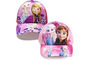 GeRRiT Froze Casquette Enfant,Elsa Casquette Enfant Fille,Froze Casquette Reine des neiges, Imprimé Elsa et Anna,Réglable,Reine des Neiges Chapeau,Protection UV(2 Pièces)