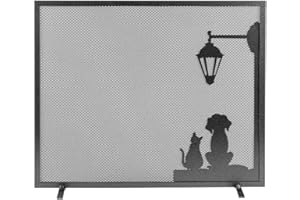 BONUSSI Parascintille per Camino 1 Anta 60x51cm in Ferro Verniciato Grigio Martellato