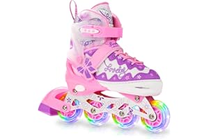 LOCAVUN Inline Skates,4 Tailles réglables avec des Roues Lumineuses,Patins en Ligne pour Enfants pour Une Utilisation intérieure et extérieure