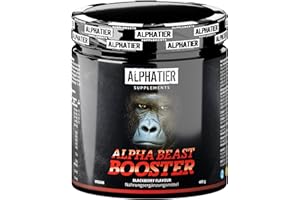 ‎ALPHATIER SUPPLEMENTS Pre-Workout BOOSTER - hochdosiert + vegan - Alpha Beast Shake - Koffein, Citrullin, L-Arginin, Creapure, ß-Alanin, Betain HCL - ALPHATIER BEASTMODE - Blackberry Geschmack 400 g