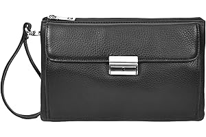HOUSE OF LEATHER Mens Real Leather Clutch Organiser Large Size Multi Compartment Wrist Bag Jerez Black