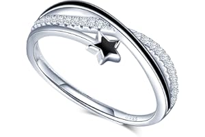 MICGIGI Anello Aperto da Donna in Argento 925 Simbolo dell'Infinito Stella Anello Regolabile con Zirconi