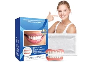 COWANIEE Silicone Dentures Full Mouth, Dentures False Teeth Top and Bottom, Missing Fake Tooth Replacement Kit