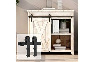 TSMST 3.5ft Cabinet Mini kit de matériel de porte coulissante de Silo, kit de rail de porte de Silo unique pour fenêtre de rangement meuble TV (armoire inorganique) (armoire inorganique)