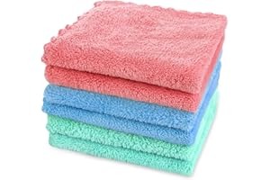 Xumann Flannels Face Cloth Pack 6 for Kids Women, 12 X 12 Inch Flannel Face Cloths for Washing Face, Soft Bamboo Face Clothes, 6 Colours