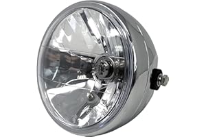 Alchemy Parts Motorcycle Headlight Headlamp 6.5 inch 165mm Diameter | Universal Fit for Retro Cafe Racer, Custom Street Bike, Project Roadster | Homologated E-marked (Chrome)