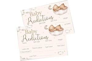 Pink Bee Parties Prediction Cards in Teddy Bear Theme - Baby Shower Keepsake Game - 20 Players