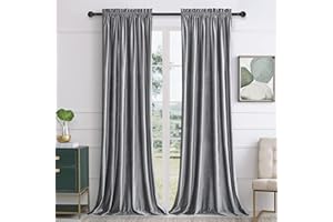 SANCHUNG Grey Velvet Curtains for Living Room Silver Decor Blackout Thermal Insulated 2 Panels 46" Width x 90" Length Rod Pocket Darkening Drapes for Bedroom