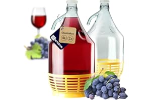 KADAX Zestaw 2 szt. Gąsior szklany do wina 5 l z koszem ochronnym, do fermentacji i przechowywania, stabilny i bezpieczny