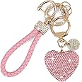 MWOOT Car Keychains for Women Cute Keychains with Heart Shaped Bling Rhinestones Pendant for Purse Backpack Handbag Charms
