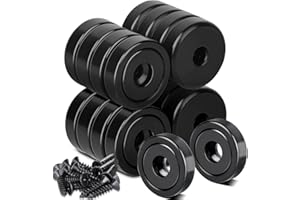 OCEUMAOA 18Pezzi Magneti in Neodimio Potenti Con Foro10kg Forza 20mm Calamite Potente, Magnete con Base In Acciaio Svasato Viti Nero