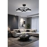 D&ouml;nence Led Siyah Renk Modern Tasarım Enerji Tasarruflu &Uuml;&ccedil; Renk Işık Ledli Dekoratif Avize Salon Yemek Odası