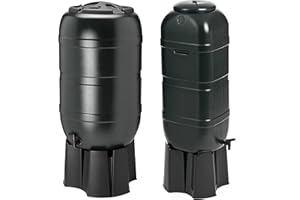 Pluto Packaging 100 Litre or 210 Litre Slim Line Outdoor Rain Water Collector Complete Water Butt With Filler Kit & Lid (100 Litre Water Butt) (LRGSMLB)