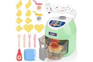 deAO Freidora de Aire Juguete con Sonido y Luz, Realista Función Pantalla Táctil, Alimentos Que Cambian de Color, Temporizador, Juego de rol Cocina Accesorios Juguete para Niñas y Años