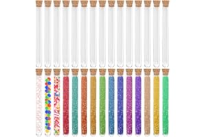 CENBEN 30Pcs Transparent Test Tubes with Cork Stoppers 150 x 16mm, 20ml Clear Plastic Test Tubes with Cork Stoppers for DIY Craft Spices Liquids Sweets Candy Beads
