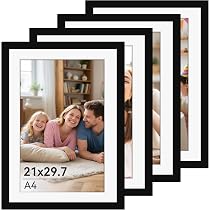 Papierdrachen Cornice Portafoto Nera In Legno – Formato DIN A4 21x30 Cm, Spessore 19 Mm, Tasca Protettiva Doppio Lato, Supporto E Sospensione