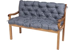 ‎TEXDEKO TexDeko® Garden Gartenbankauflage mit Rückenlehne wasserabweisend UV - beständig Bankauflage In- & Outdoor Sitzkissen und Rückenkissen Hollywoodschaukel Sitzpolster (120 x 50 x 50cm Grau)