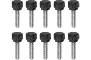 QUARKZMAN 10 st räfflad tumskruv handknoppar M5 x 20 mm metrisk utvändig gänga 13 mm matt plasthuvud i rostfritt stål 304 åtd