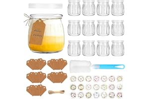 TOSUTO 200 ml genomskinliga yoghurtburkar med lock, 12 stycken mångsidiga dessertburkar glas för sylt, honung, desserter, fli