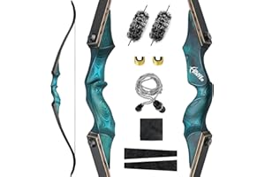 OBTOUTDOOR Black Hunter Takedown Recurve Bows for Adults Archery Bow Set 60" 20-60 lbs Right Hand Wooden Riser with Arm Guard and Finger Guard for Outdoor Training Competition