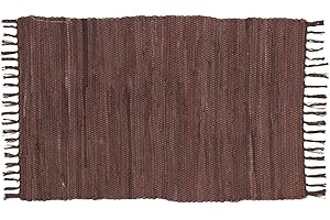 EXMA Alfombra Jarapa Marrón, Estilo Hindu, Alfombra 100% Algodon, Alfombra de Colores con Flecos, Medida 60x40 [7351102-5]