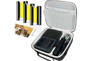 CRTBOTW Compatible avec Canon Selphy CP1500 CP1300 Encre, papier et étui rigide, KP-108IN KP108 3 cartouches d'encre couleur et 108 feuilles de papier photo 4 x 6 et boîte de protection noire pour les mains
