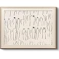 VIYYIEA Abstract Framed Canvas Wall Art Room Decor Minimalist Portrait Artwork Wall Decorations Vintage Canvas Prints Bathroom Line-Drawn Wall Pictures Farmhouse Office Home Decor,(12"x16")