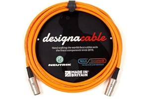 designacable.com 2m - Orange Flexible Midi Lead - Handmade in the UK using Van Damme XKE Cable & Rean NYS322 5 Pin DINs.