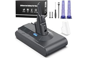 Keenstone Batteria per Dyson V8, 6500mAh Batteria di Ricambio per Dyson V8 Absolute Fluffy Animal SV10 Motorhead Slim Fluffy Total Clean Extra con 2 Filtri
