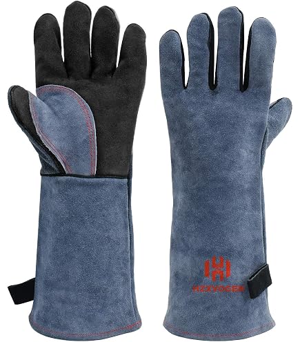 SAFEYEAR Heat Resistant Welding Gloves - 932°F/500°C Leather Gloves For Welding, Grilling, Forging