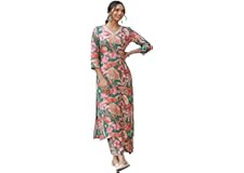 ANNI DESIGNER Women's Cotton Blend Straight Printed Kurta with Palazzo